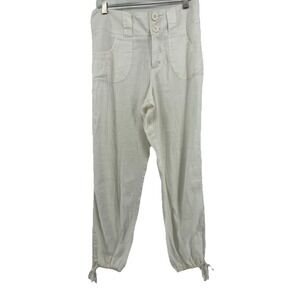 Soft Surroundings Linen Pants Women's Small Joggers White Coastal‎ Beach Vacay